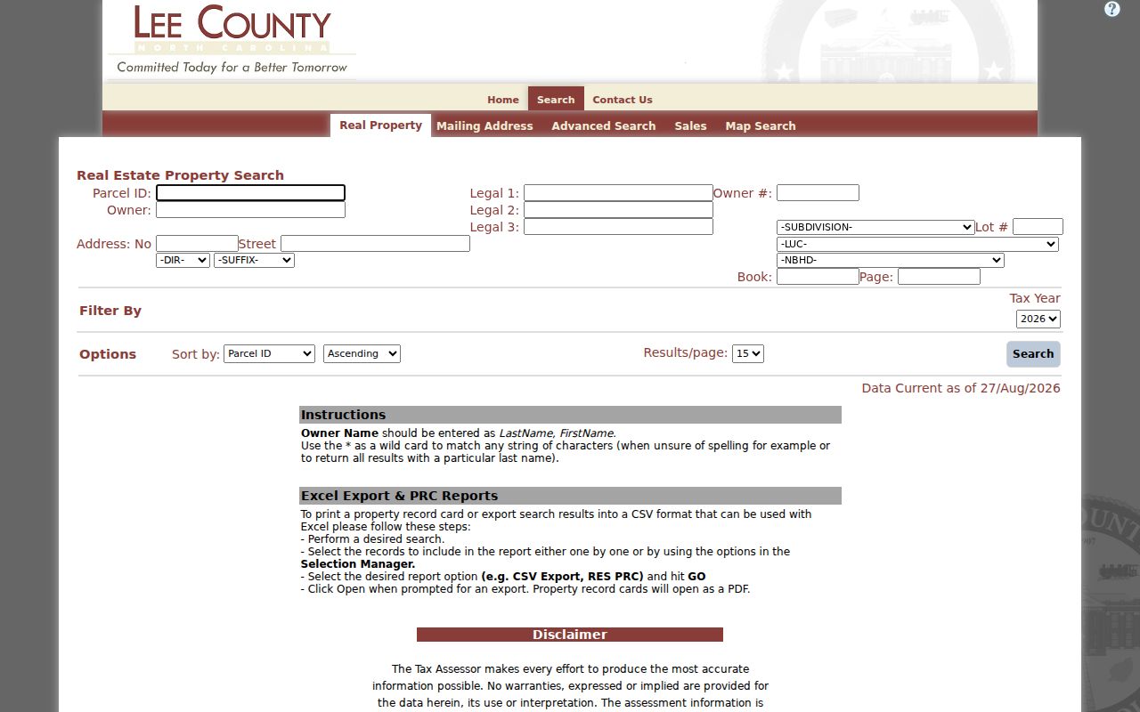Sanford residents directory Lee County property search fields