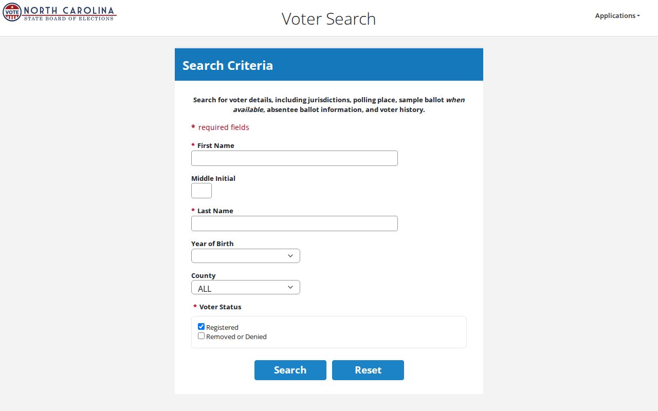 Sanford residents directory North Carolina voter lookup fields
