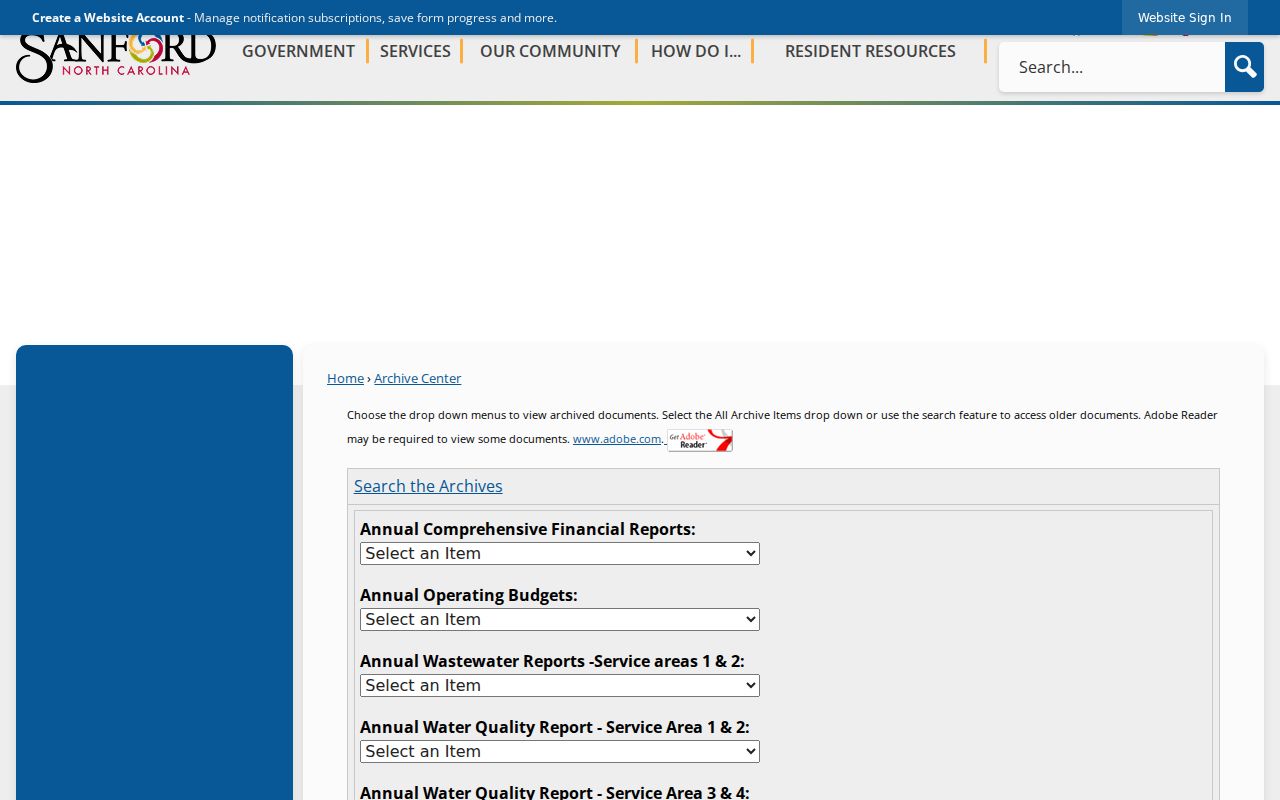 Sanford neighbors reference to the municipal archive keyword and date search